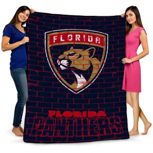 florida panthers brick grid red quilt blanket best selling