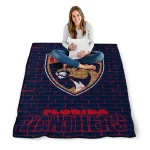 florida panthers brick grid red quilt blanket best selling