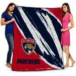florida panthers stroke art red white quilt blanket best selling