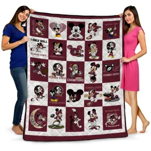 florida state seminoles mickey mouse motif garnet white quilt blanket best selling