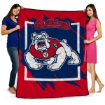 fresno state bulldogs block border red quilt blanket best selling