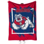 fresno state bulldogs block border red quilt blanket best selling