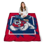 fresno state bulldogs block border red quilt blanket best selling