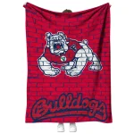 fresno state bulldogs brick grid red quilt blanket best selling