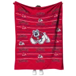 fresno state bulldogs handdrawn stripes red quilt blanket best selling