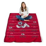 fresno state bulldogs handdrawn stripes red quilt blanket best selling