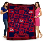 fresno state bulldogs helmet heart red quilt blanket best selling