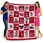 fresno state bulldogs mickey mouse motif red white quilt blanket best selling