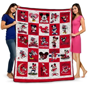 fresno state bulldogs mickey mouse motif red white quilt blanket best selling