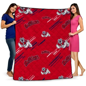 fresno state bulldogs sketch lines red quilt blanket best selling