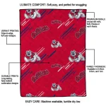 fresno state bulldogs sketch lines red quilt blanket best selling