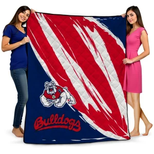 fresno state bulldogs stroke art red white quilt blanket best selling