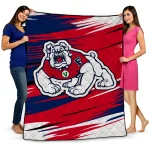 fresno state bulldogs wild lines red white quilt blanket best selling
