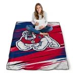 fresno state bulldogs wild lines red white quilt blanket best selling