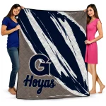 georgetown hoyas stroke art blue white quilt blanket best selling