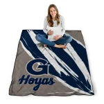 georgetown hoyas stroke art blue white quilt blanket best selling