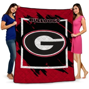 georgia bulldogs block border red quilt blanket best selling