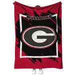 georgia bulldogs block border red quilt blanket best selling