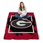 georgia bulldogs block border red quilt blanket best selling