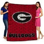 georgia bulldogs brick grid red quilt blanket best selling