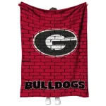 georgia bulldogs brick grid red quilt blanket best selling