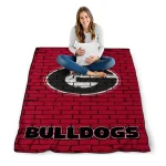 georgia bulldogs brick grid red quilt blanket best selling