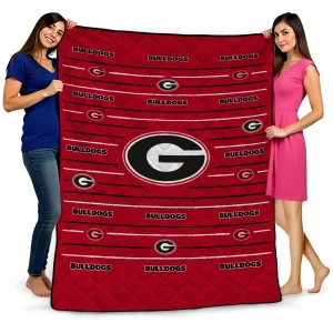 georgia bulldogs handdrawn stripes red quilt blanket best selling