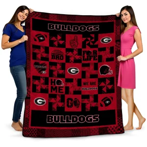 georgia bulldogs helmet heart red quilt blanket best selling