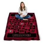 georgia bulldogs helmet heart red quilt blanket best selling