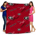georgia bulldogs sketch lines red quilt blanket best selling
