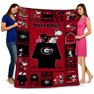 georgia bulldogs snoopy love red quilt blanket best selling