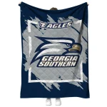 georgia southern eagles block border blue quilt blanket best selling