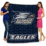 georgia southern eagles brick grid blue quilt blanket best selling
