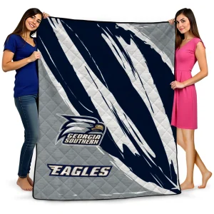 georgia southern eagles stroke art blue white quilt blanket best selling