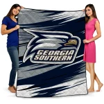 georgia southern eagles wild lines blue white quilt blanket best selling