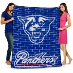 georgia state panthers brick grid blue quilt blanket best selling