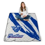 georgia state panthers stroke art blue white quilt blanket best selling