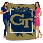 georgia tech yellow jackets block border gold quilt blanket best selling