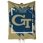 georgia tech yellow jackets block border gold quilt blanket best selling