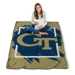 georgia tech yellow jackets block border gold quilt blanket best selling