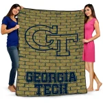 georgia tech yellow jackets brick grid gold quilt blanket best selling