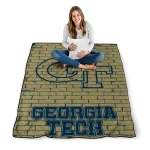 georgia tech yellow jackets brick grid gold quilt blanket best selling