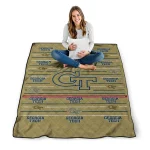 georgia tech yellow jackets handdrawn stripes gold quilt blanket best selling