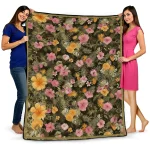 georgia tech yellow jackets hibiscus foliage gold quilt blanket best selling
