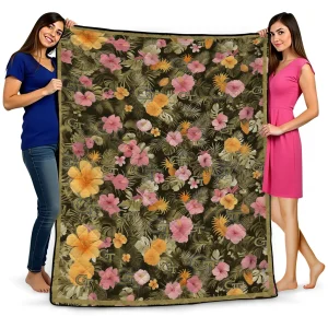 georgia tech yellow jackets hibiscus foliage gold quilt blanket best selling