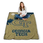 georgia tech yellow jackets paint trail gold quilt blanket best selling