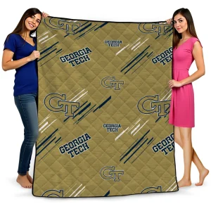 georgia tech yellow jackets sketch lines gold quilt blanket best selling