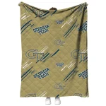 georgia tech yellow jackets sketch lines gold quilt blanket best selling