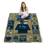 georgia tech yellow jackets snoopy love gold quilt blanket best selling