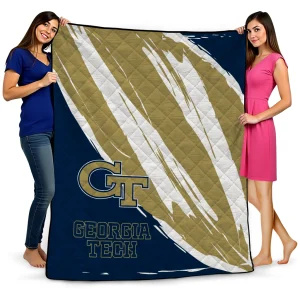 georgia tech yellow jackets stroke art gold white quilt blanket best selling